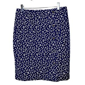 NWOT Talbots Stretch Textured Pencil Buttons Accent Knee High Skirt Size 6P Blue